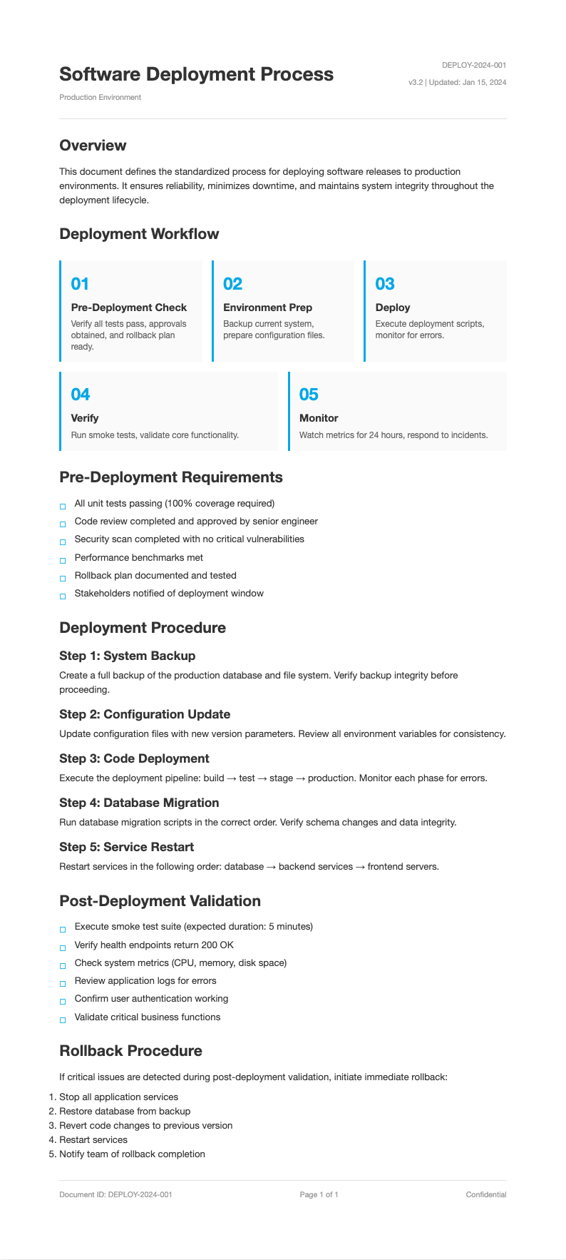 Modern minimalist process document